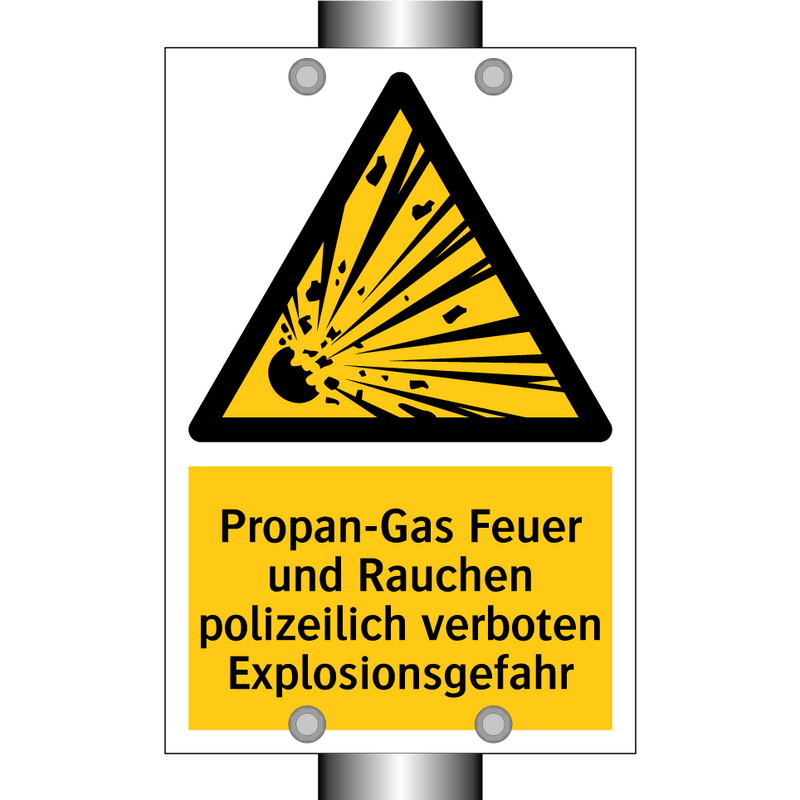 Propan-Gas Feuer und Rauchen polizeilich verboten Explosionsgefahr