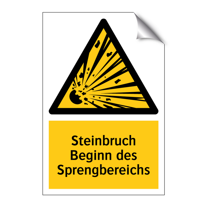 Steinbruch Beginn des Sprengbereichs