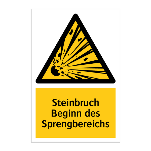 Steinbruch Beginn des Sprengbereichs