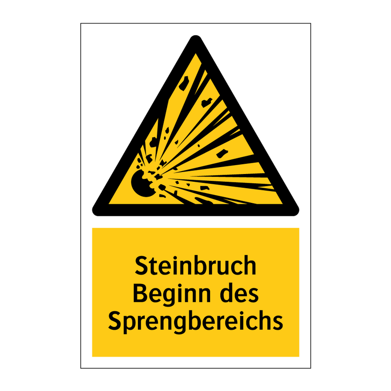 Steinbruch Beginn des Sprengbereichs