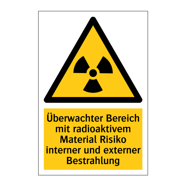 Überwachter Bereich mit radioaktivem Material Risiko interner und externer Bestrahlung