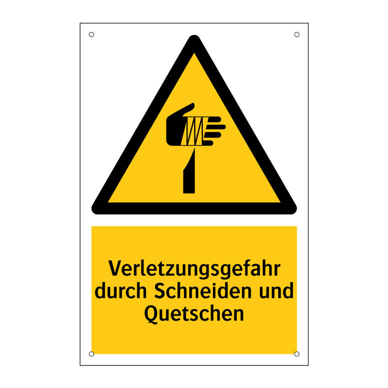 Verletzungsgefahr durch Schneiden und Quetschen