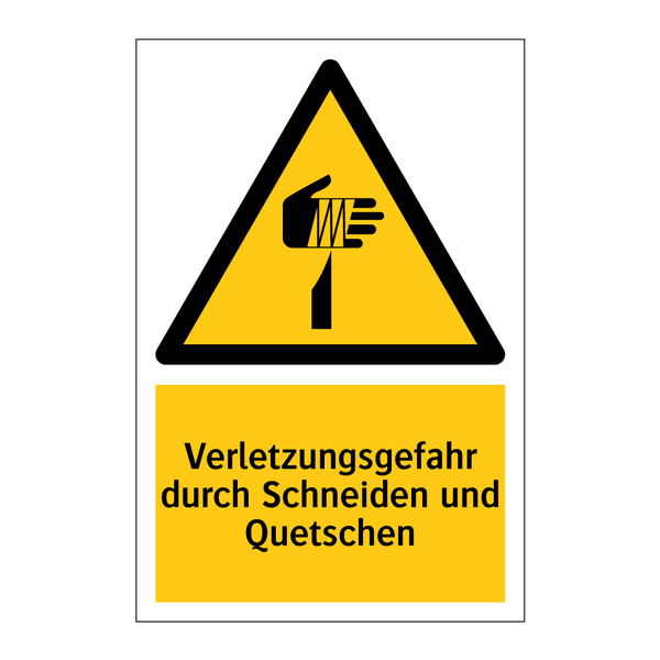 Verletzungsgefahr durch Schneiden und Quetschen