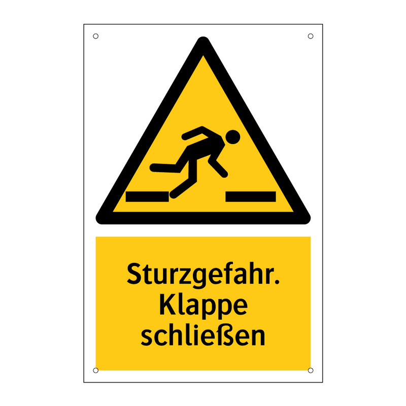 Sturzgefahr. Klappe schließen