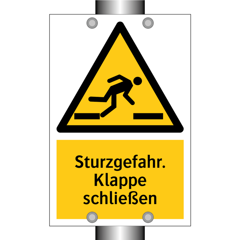 Sturzgefahr. Klappe schließen