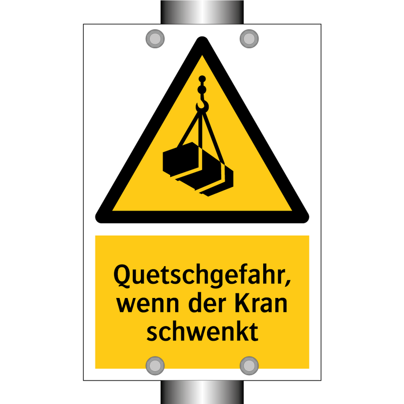 Quetschgefahr, wenn der Kran schwenkt