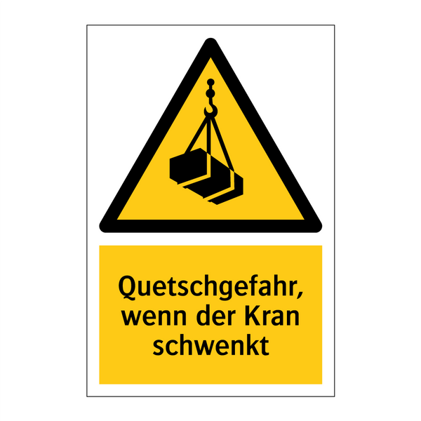 Quetschgefahr, wenn der Kran schwenkt
