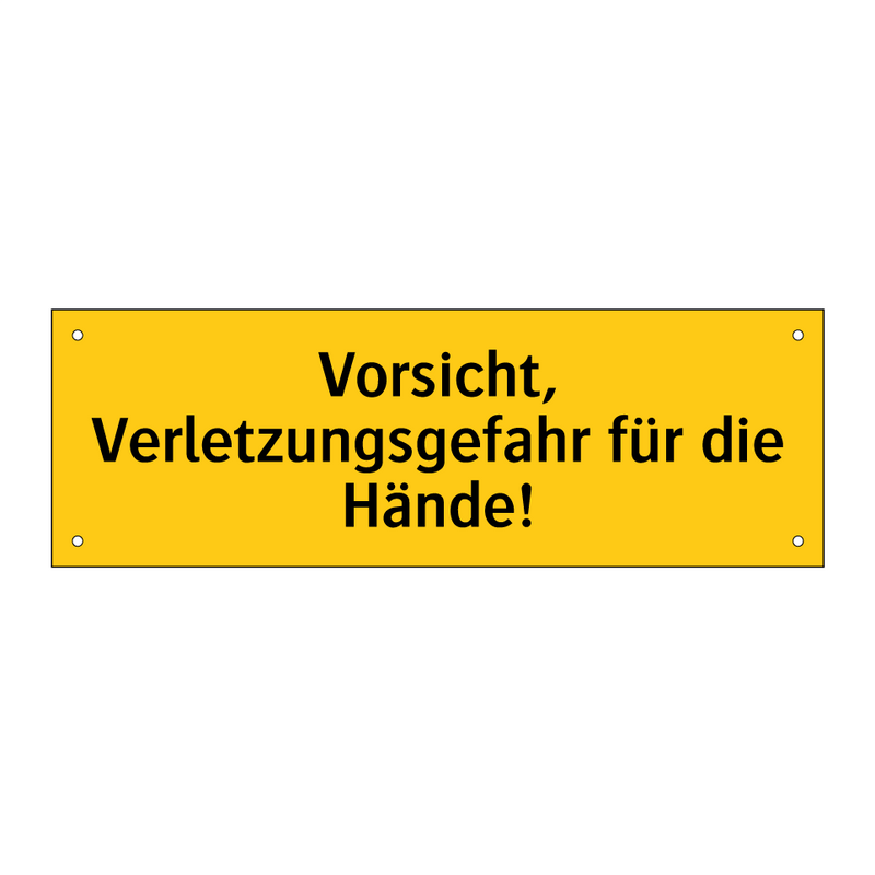 Vorsicht, Verletzungsgefahr für die Hände!