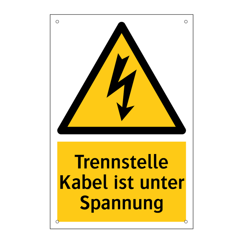 Trennstelle Kabel ist unter Spannung