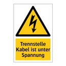 Trennstelle Kabel ist unter Spannung