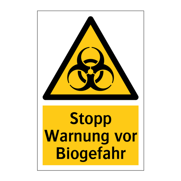 Stopp Warnung vor Biogefahr