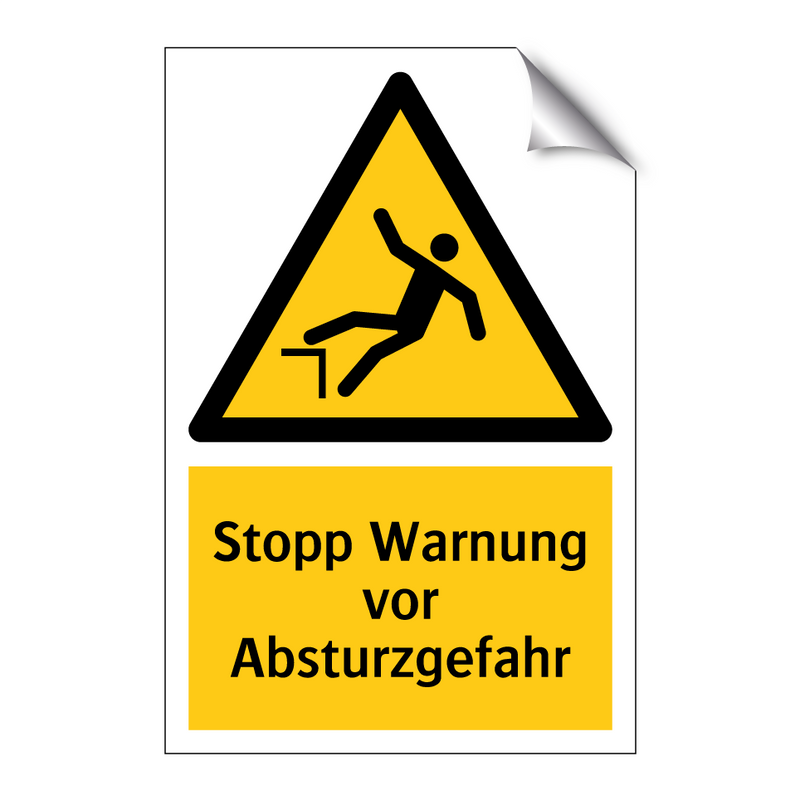 Stopp Warnung vor Absturzgefahr