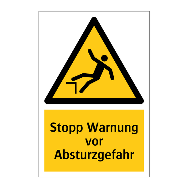 Stopp Warnung vor Absturzgefahr