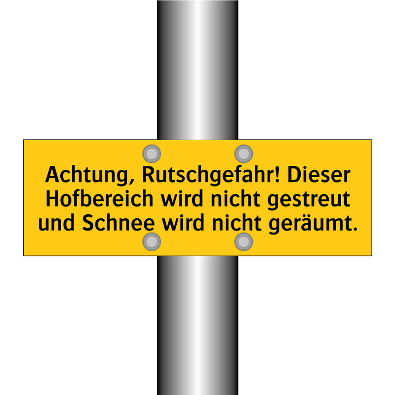 Achtung, Rutschgefahr! Dieser Hofbereich wird nicht gestreut und Schnee wird nicht geräumt.