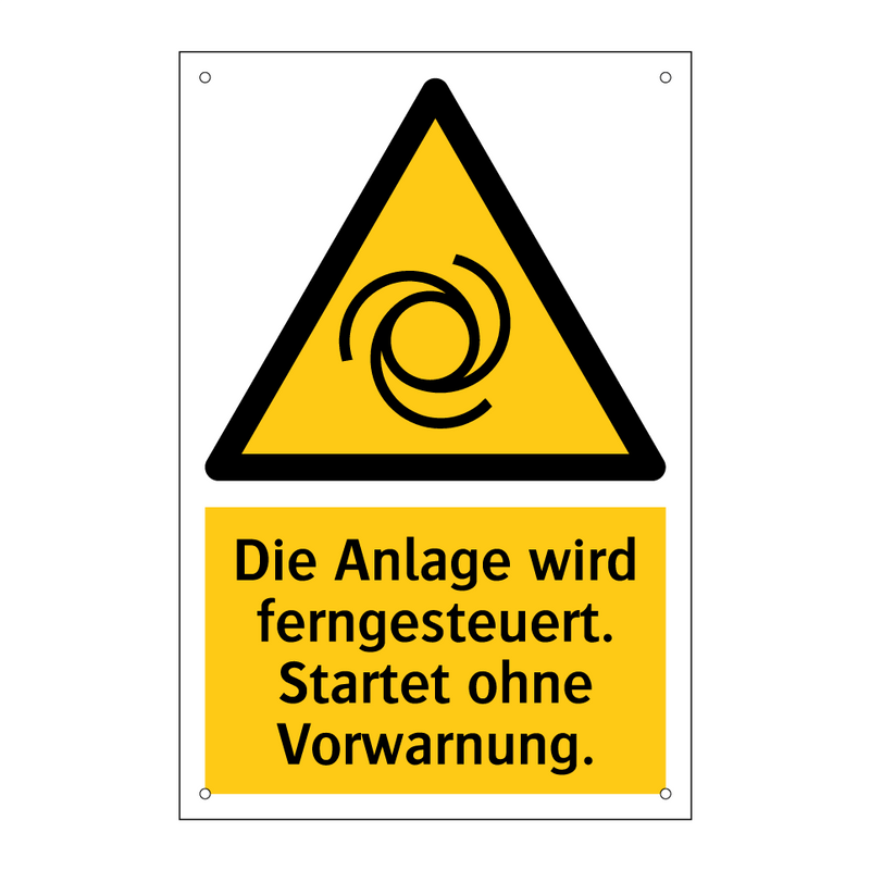 Die Anlage wird ferngesteuert. Startet ohne Vorwarnung.