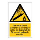 Der unter Druck stehende Gasbehälter sollte im Brandfall in Sicherheit gebracht werden.