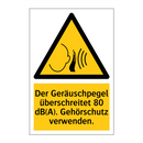 Der Geräuschpegel überschreitet 80 dB(A). Gehörschutz verwenden.