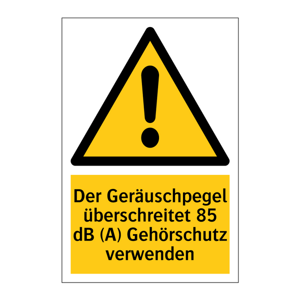 Der Geräuschpegel überschreitet 85 dB (A) Gehörschutz verwenden