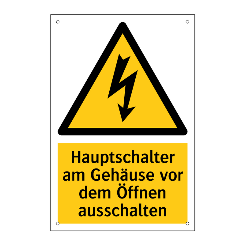 Hauptschalter am Gehäuse vor dem Öffnen ausschalten