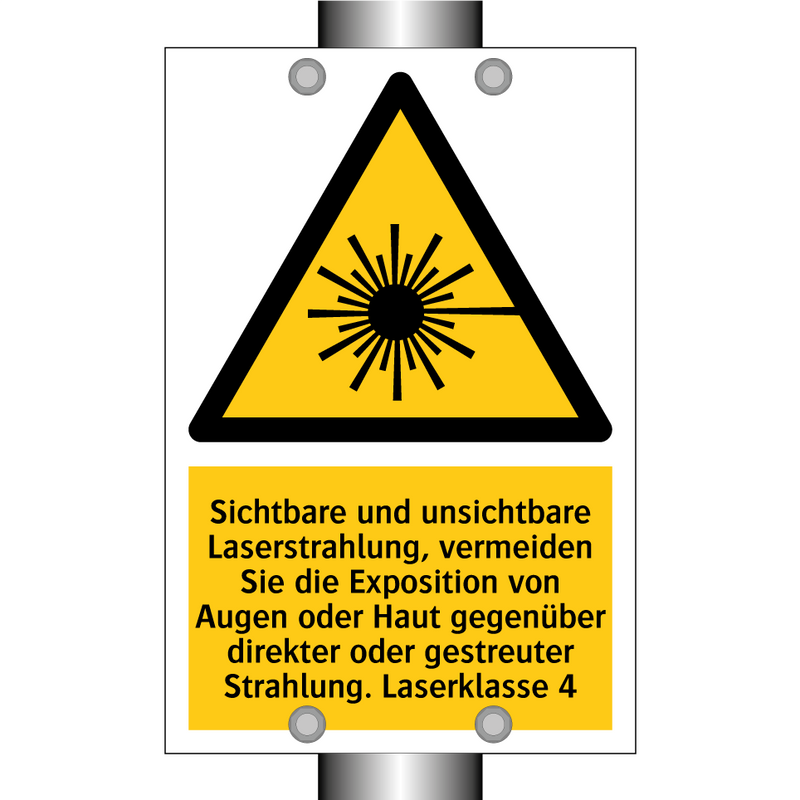 Sichtbare und unsichtbare Laserstrahlung, vermeiden Sie die Exposition von Augen oder Haut gegenüber direkter oder gestreuter Strahlung. Laserklasse 4