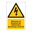 Warnung vor Berühren der elektrischen Ausrüstung, Vorsicht!