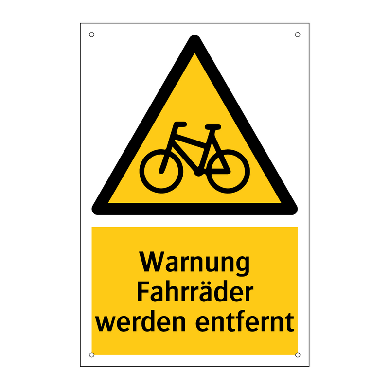 Warnung Fahrräder werden entfernt