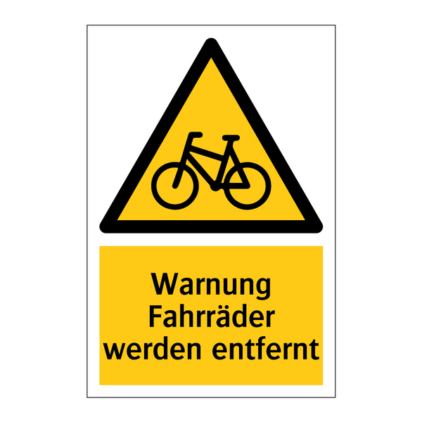 Warnung Fahrräder werden entfernt