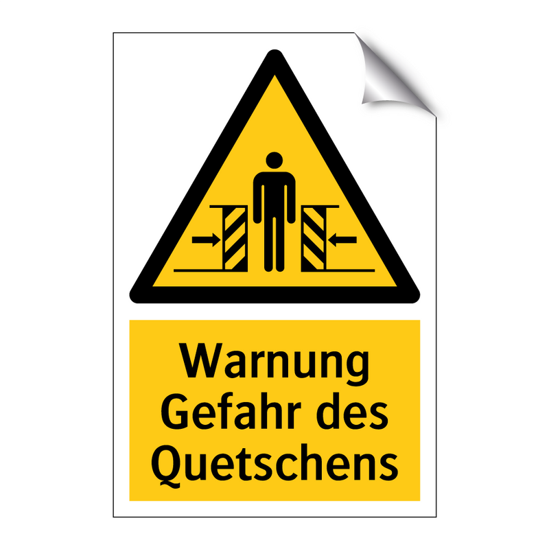 Warnung Gefahr des Quetschens