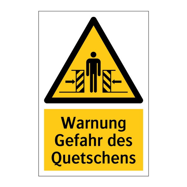 Warnung Gefahr des Quetschens