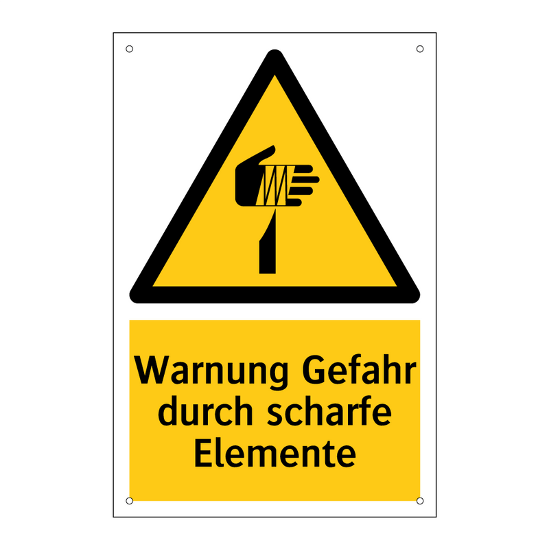 Warnung Gefahr durch scharfe Elemente