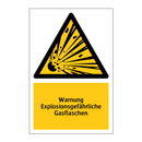 Warnung Explosionsgefährliche Gasflaschen