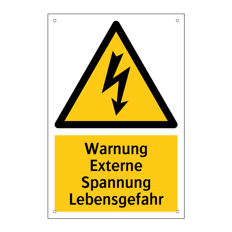 Warnung Externe Spannung Lebensgefahr