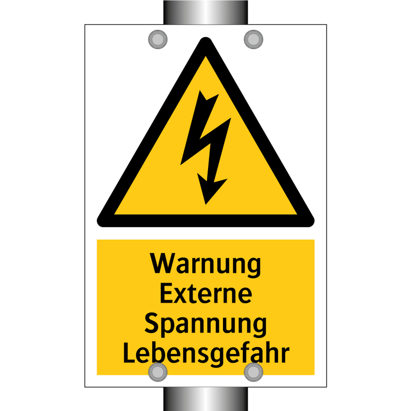Warnung Externe Spannung Lebensgefahr