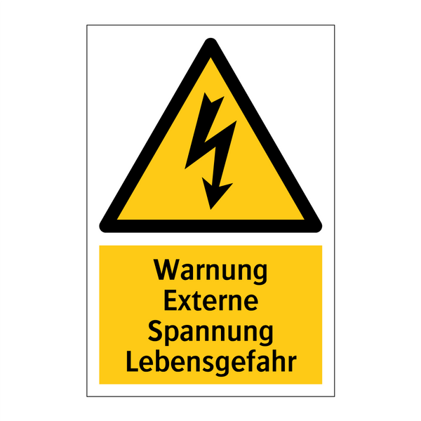 Warnung Externe Spannung Lebensgefahr