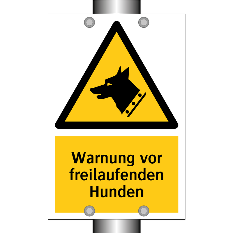 Warnung vor freilaufenden Hunden