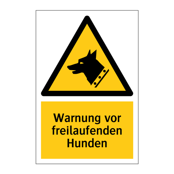 Warnung vor freilaufenden Hunden