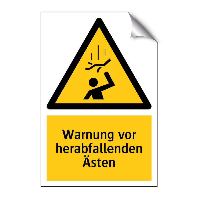 Warnung vor herabfallenden Ästen