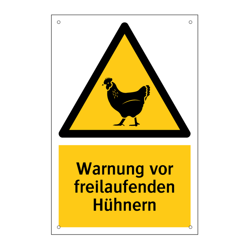 Warnung vor freilaufenden Hühnern
