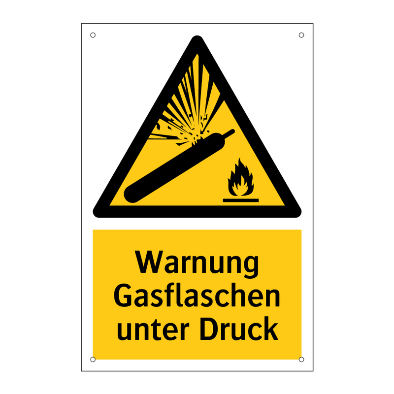 Warnung Gasflaschen unter Druck