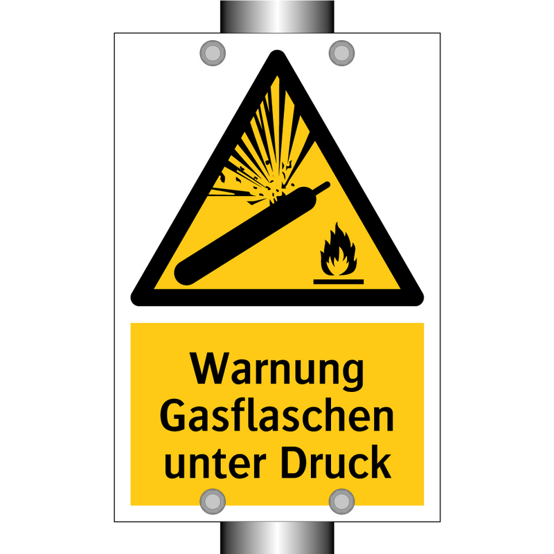 Warnung Gasflaschen unter Druck
