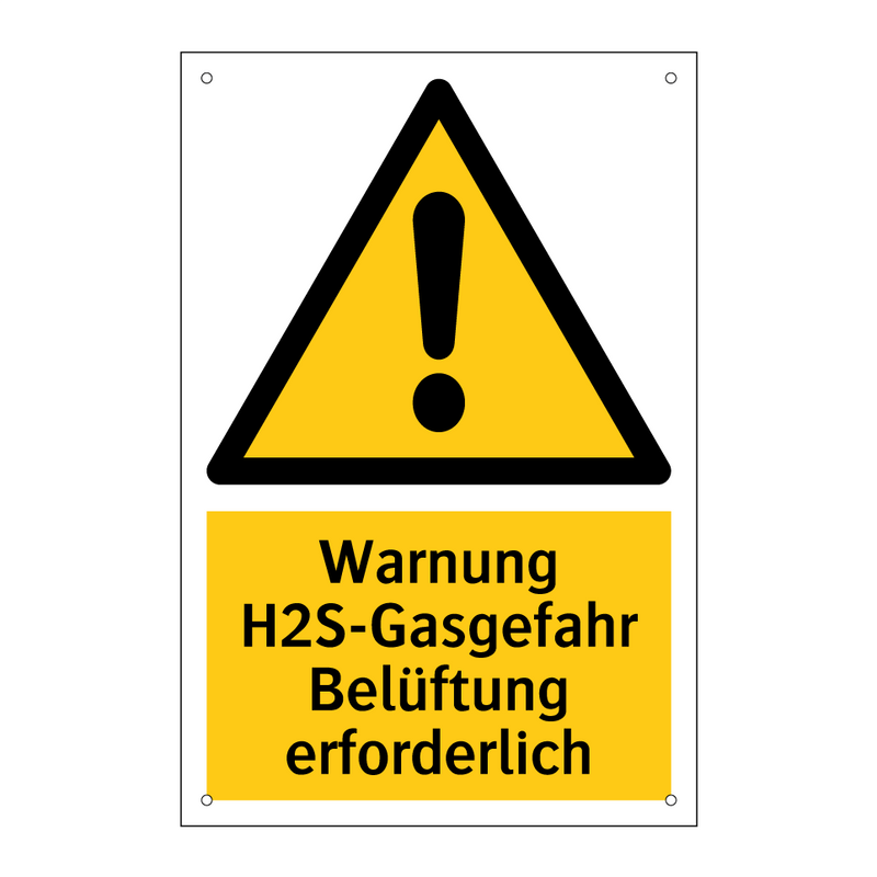 Warnung H2S-Gasgefahr Belüftung erforderlich