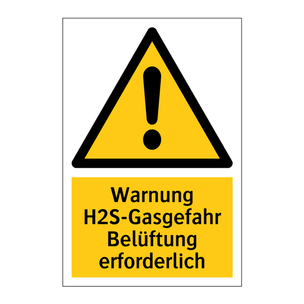 Warnung H2S-Gasgefahr Belüftung erforderlich