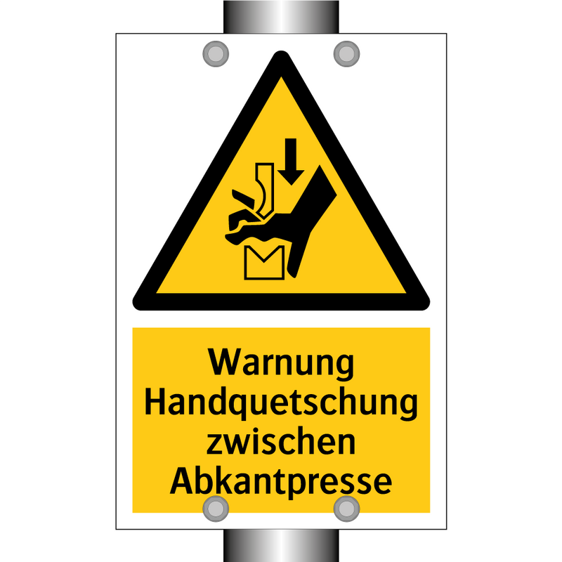 Warnung Handquetschung zwischen Abkantpresse
