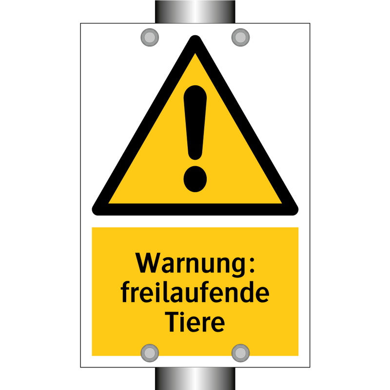 Warnung: freilaufende Tiere