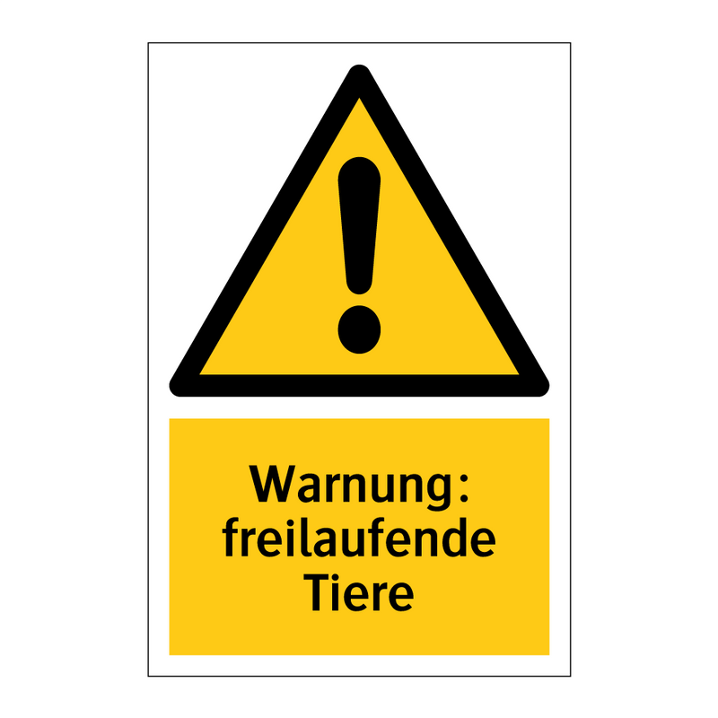 Warnung: freilaufende Tiere