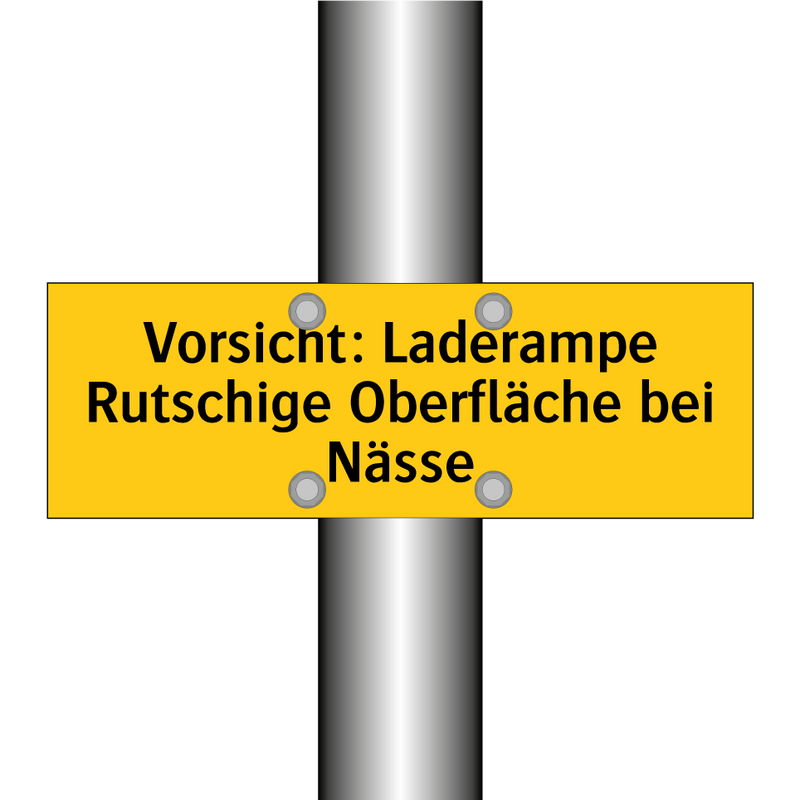 Vorsicht: Laderampe Rutschige Oberfläche bei Nässe