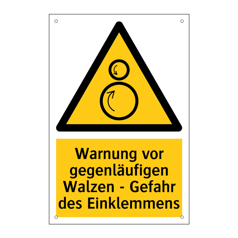 Warnung vor gegenläufigen Walzen - Gefahr des Einklemmens