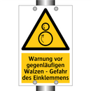 Warnung vor gegenläufigen Walzen - Gefahr des Einklemmens