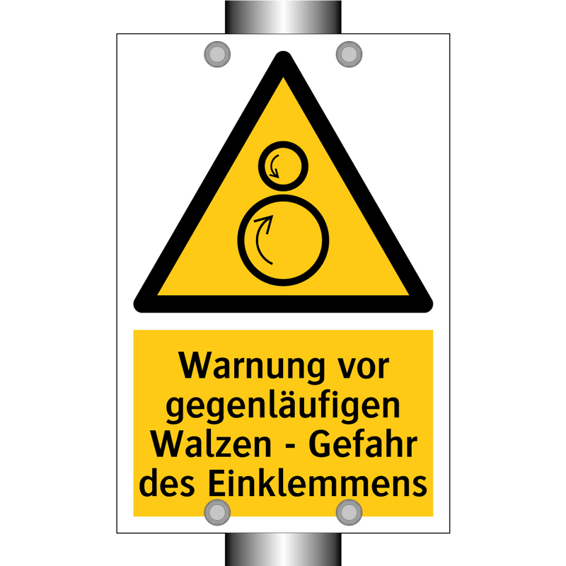 Warnung vor gegenläufigen Walzen - Gefahr des Einklemmens