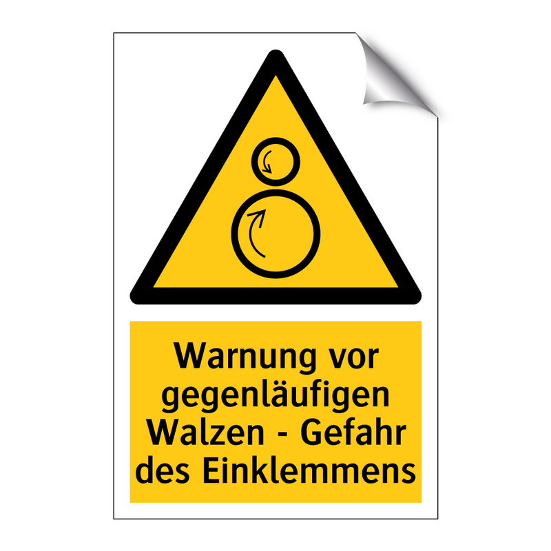 Warnung vor gegenläufigen Walzen - Gefahr des Einklemmens